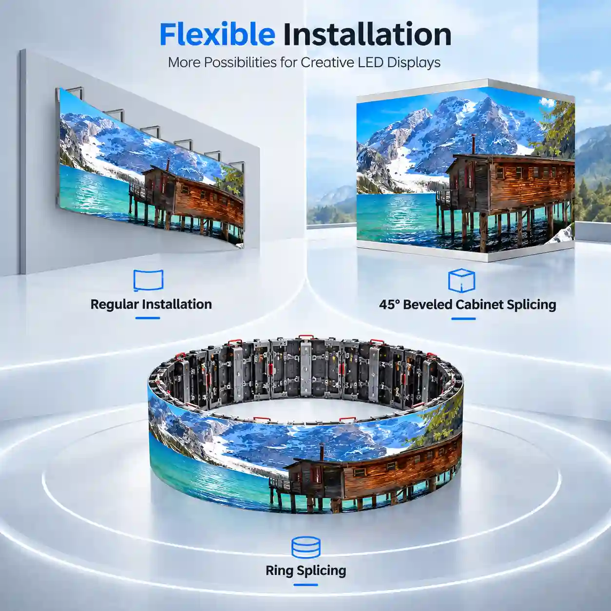 Versatile LED Display Splicing for Creative Installations