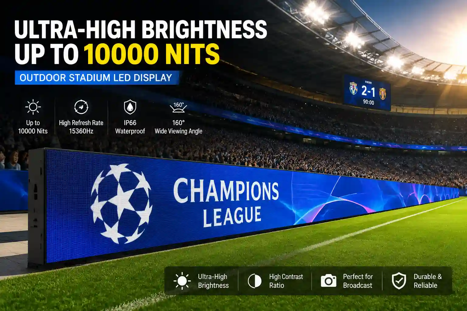 15360Hz Ultra‑High Refresh Rate Stadium Perimeter LED Display